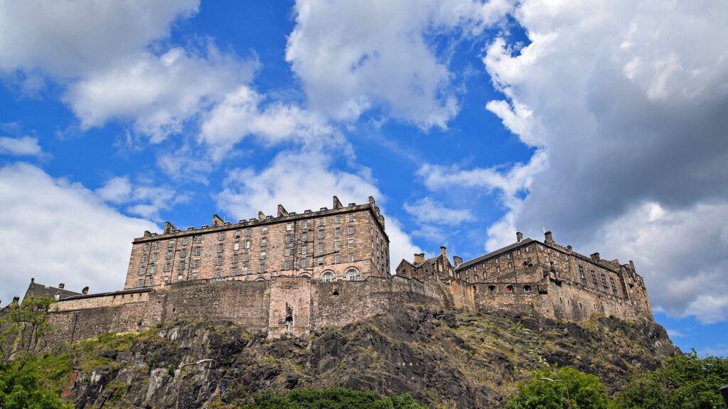 Edinburgh Castle which stands on Castle Rock-where King James VI, son of Mary Queen of Scots, was born in 1566