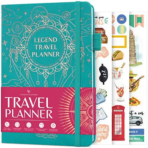 Legend Travel Planner – Vacation Itinerary Organizer for Solo Travel & Couples – Journal and Travel Log with Expense Tracker & Packing List